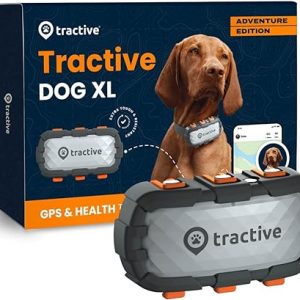 Tractive Rastreador GPS XL y monitoreo de salud para perros (más de 50 libras) – Rastreador de ubicación GPS para mascotas líder en el mercado | Alertas de bienestar y escape | Resistente al agua |