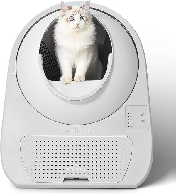 CATLINK Caja de arena para gatos autolimpiante, automática, eliminación de doble olor, caja de arena robot para gatos de 3.5 a 22 libras (versión joven)