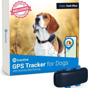 Tractive Rastreador GPS impermeable para perros, ubicación y actividad, rango ilimitado y funciona con cualquier collar (azul medianoche)