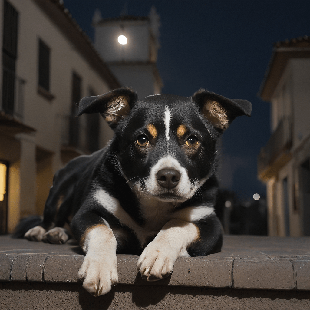 Cachorro en la noche